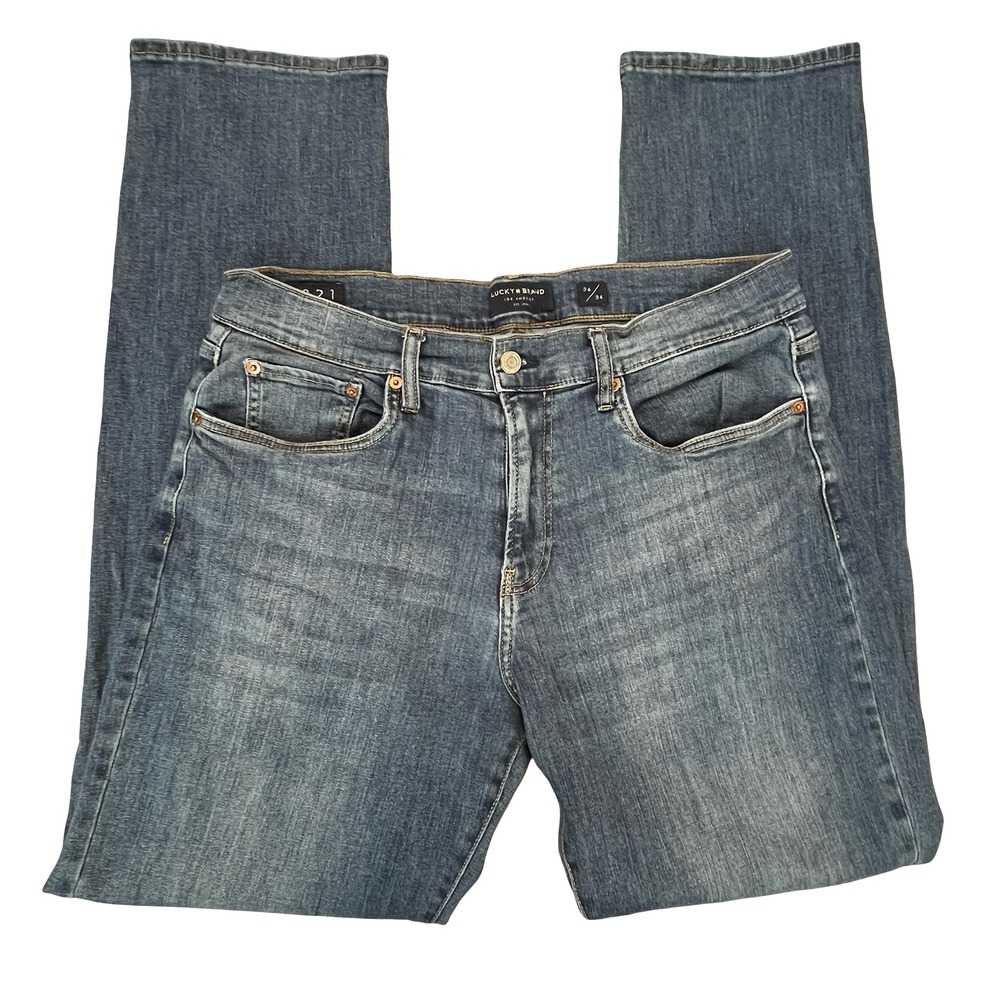 Lucky Brand Mens 221 Straight Jeans Blue Medium Wash Stretch Denim 36x34